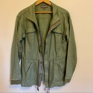 NWOT Michael Stars 100% Linen Utility Jacket in Army Green Size M